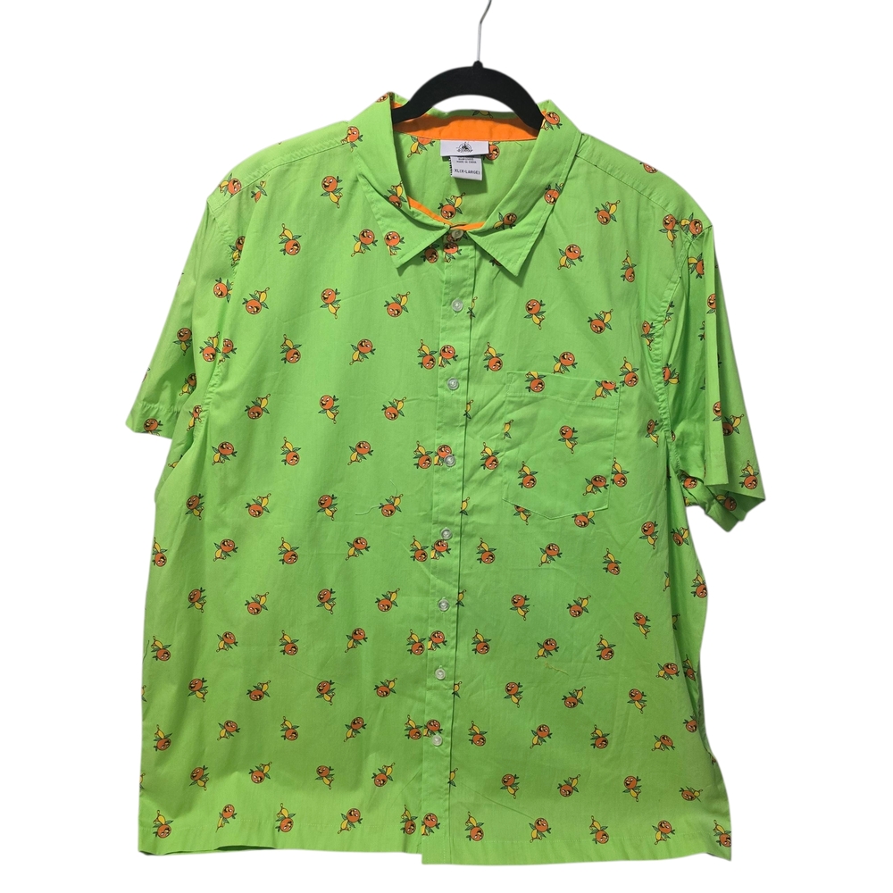 Disney Parks  Green Button Down Camp Shirt with Orange Birds SZ XL NWT - Picture 3 of 6